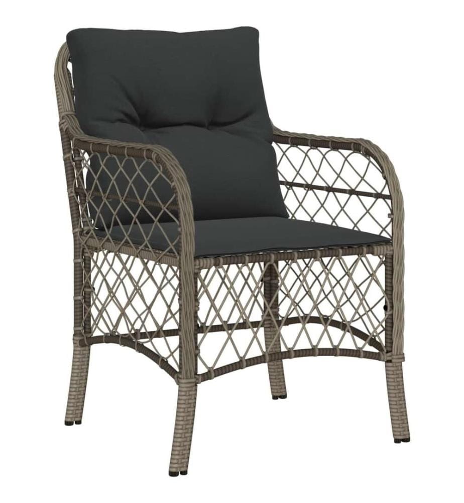 Gartenstühle mit Kissen 2 Stk. Grau Poly Rattan