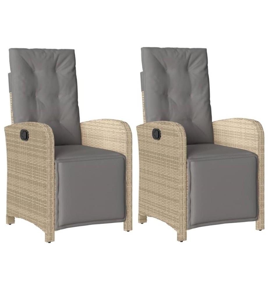 Gartensessel mit Fussteil 2 Stk. Verstellbar Poly Rattan