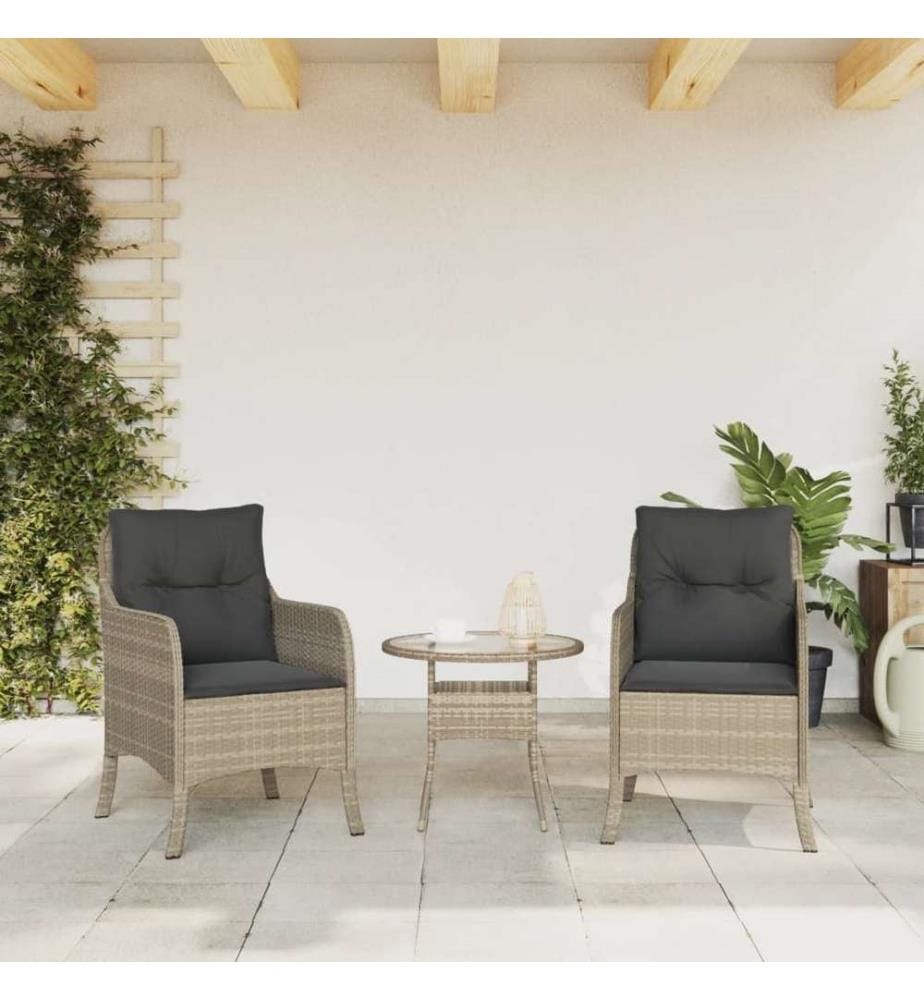 Gartenstühle mit Kissen 2 Stk. Hellgrau Poly Rattan