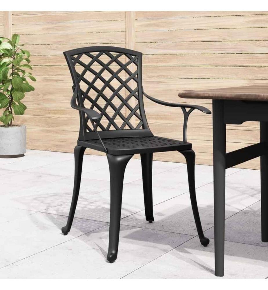 Chaises de jardin lot de 6 fonte d'aluminium noir