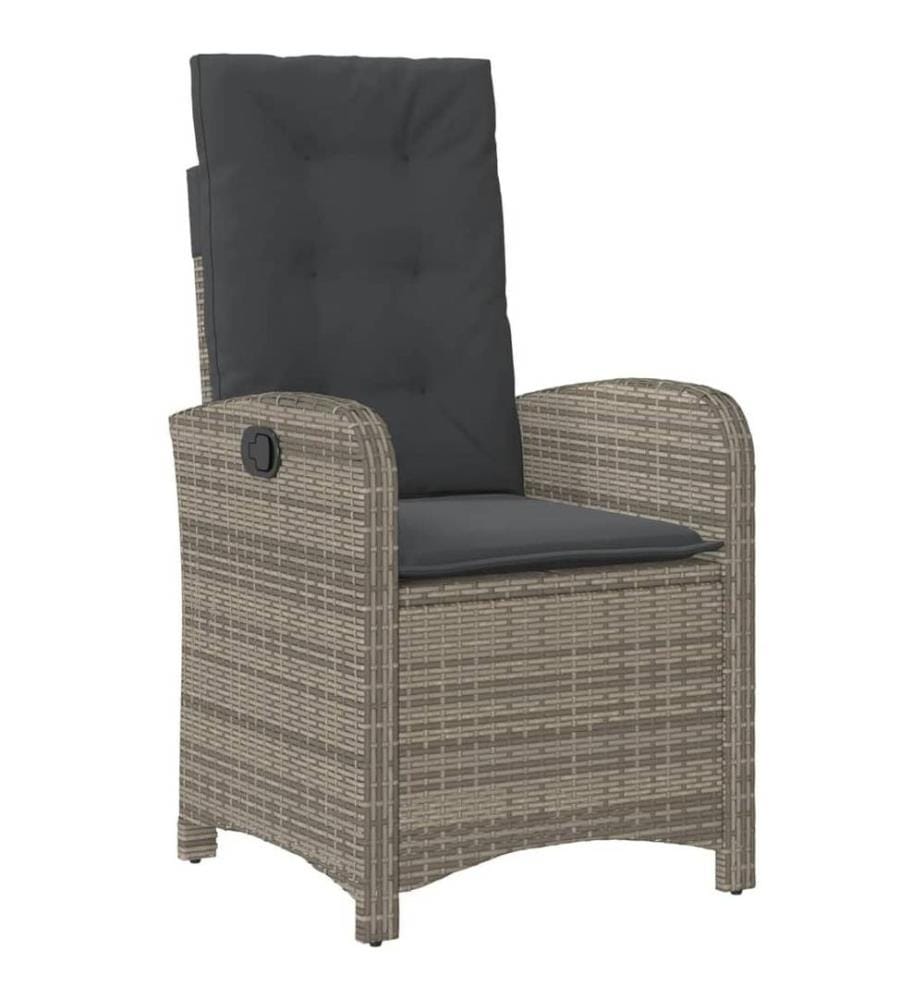 Gartensessel mit Kissen 2 Stk. Verstellbar Grau Poly Rattan