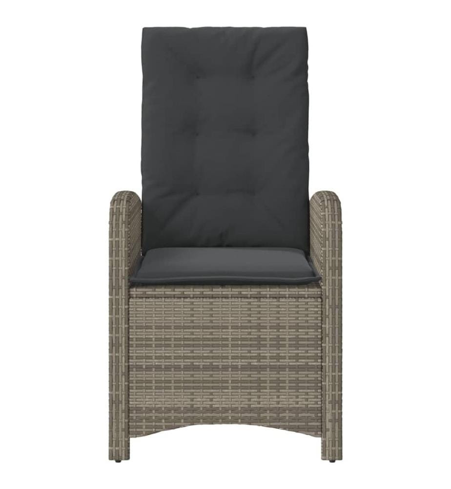 Gartensessel mit Kissen 2 Stk. Verstellbar Grau Poly Rattan