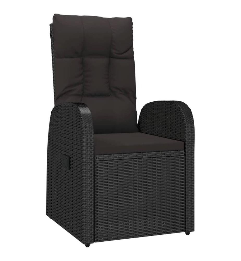 Gartensessel mit Kissen 2 Stk. Verstellbar Schwarz Poly Rattan