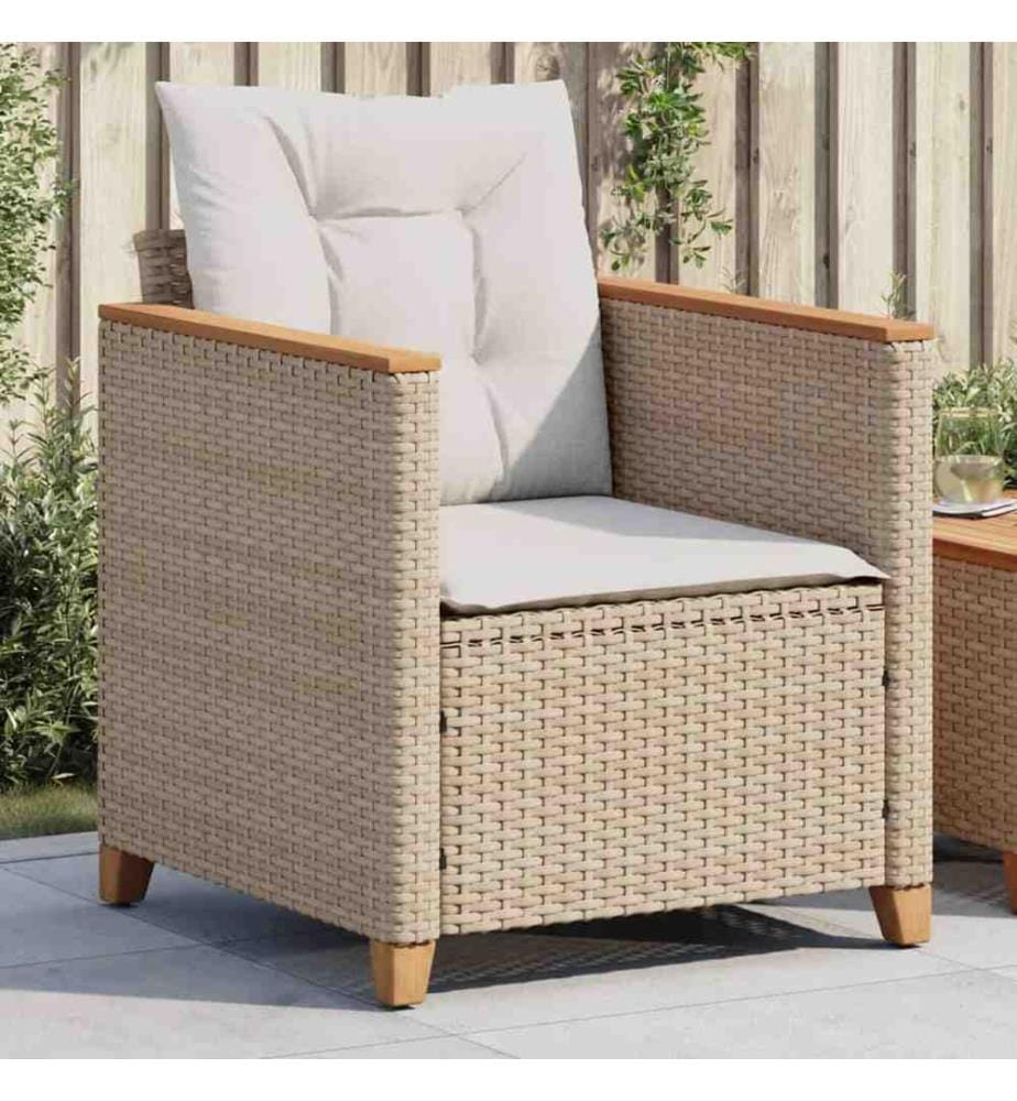 Gartensessel mit Kissen Beige Poly Rattan