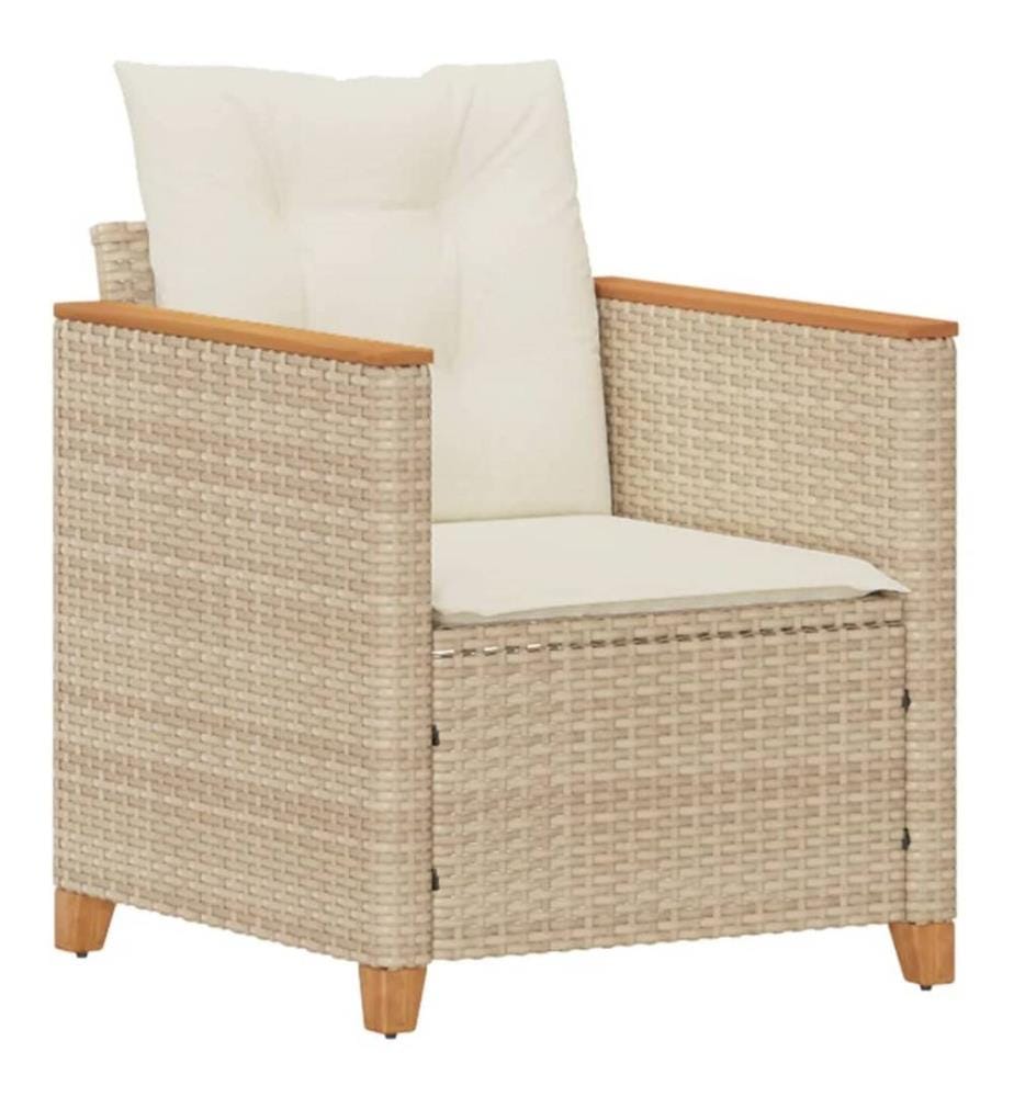 Gartensessel mit Kissen Beige Poly Rattan