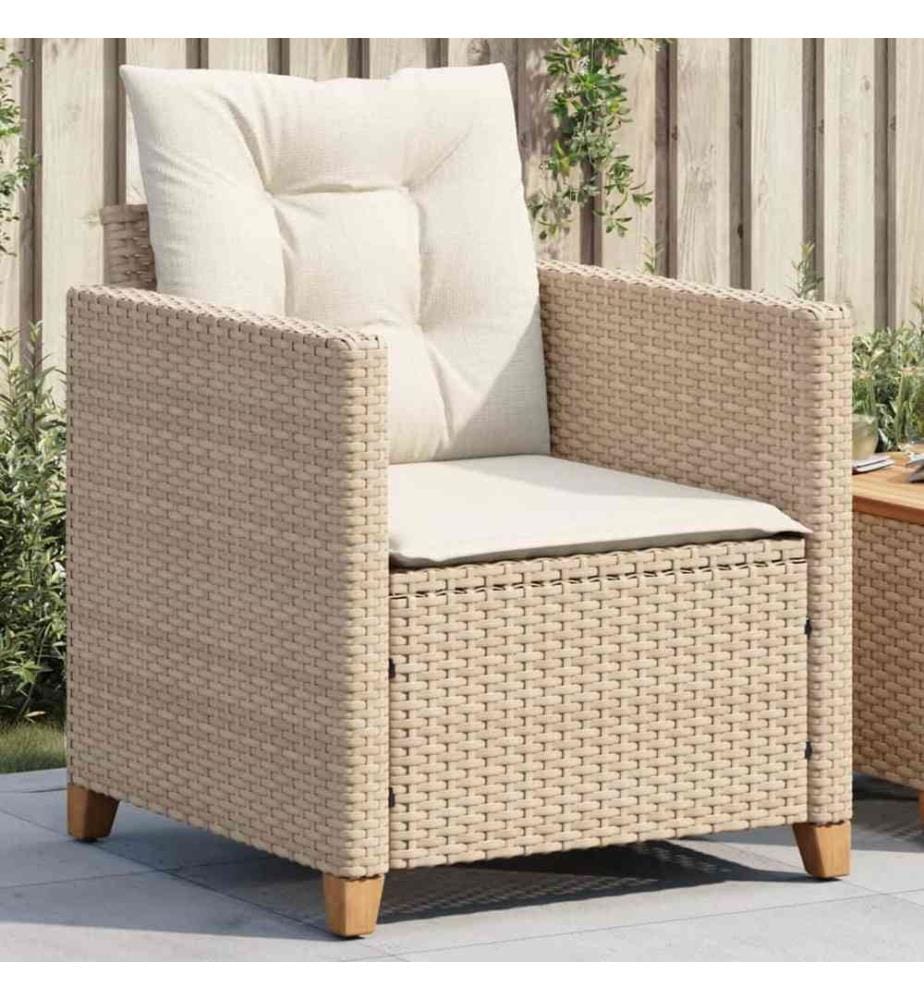Gartensessel mit Kissen Beige Poly Rattan
