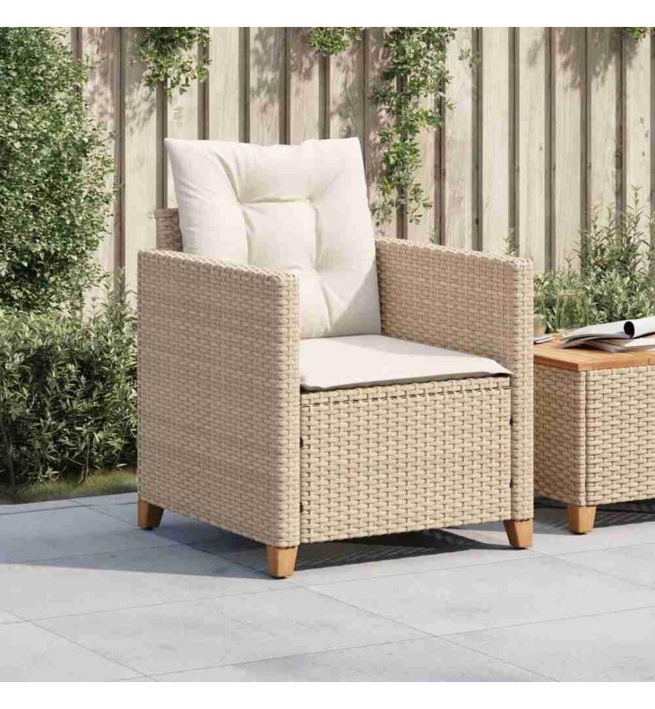 Gartensessel mit Kissen Beige Poly Rattan
