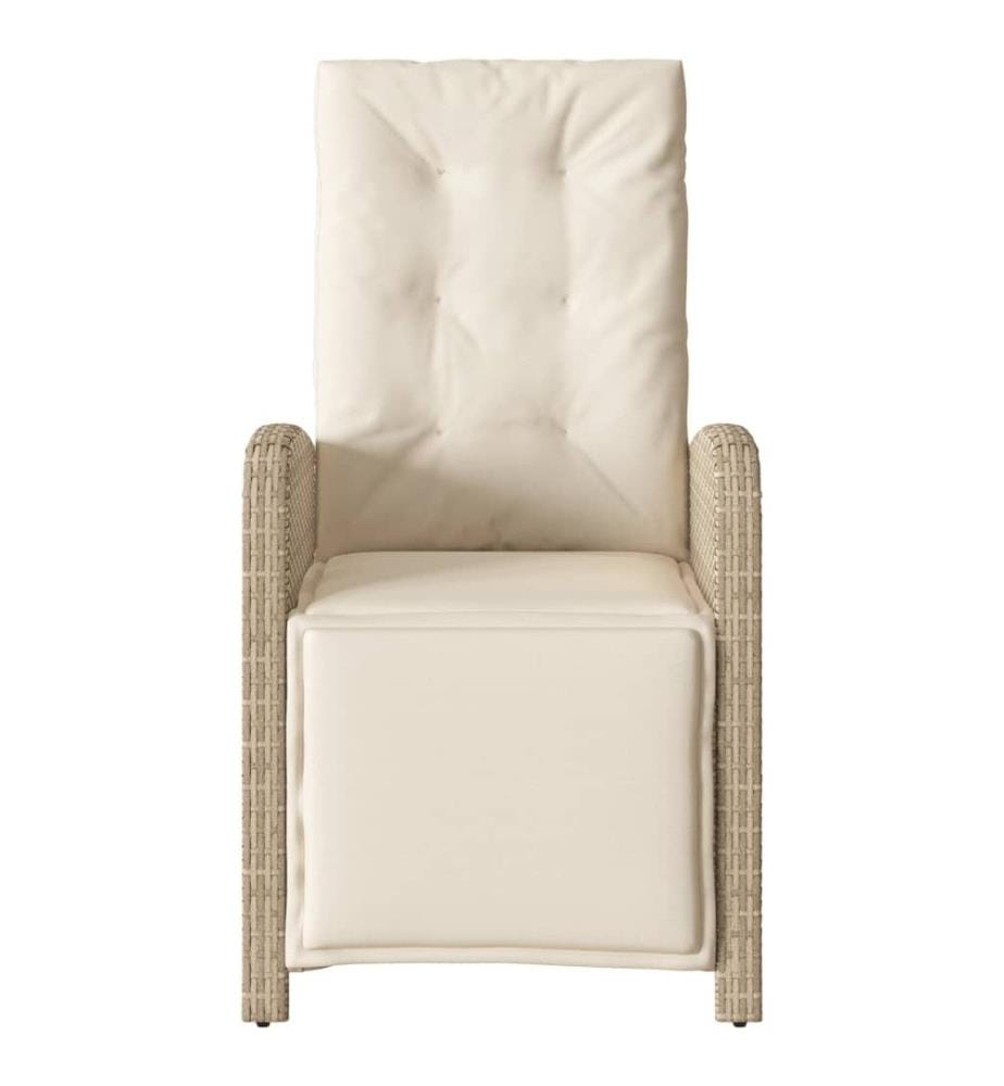 Gartensessel mit Fussteil Verstellbar Beige Poly Rattan