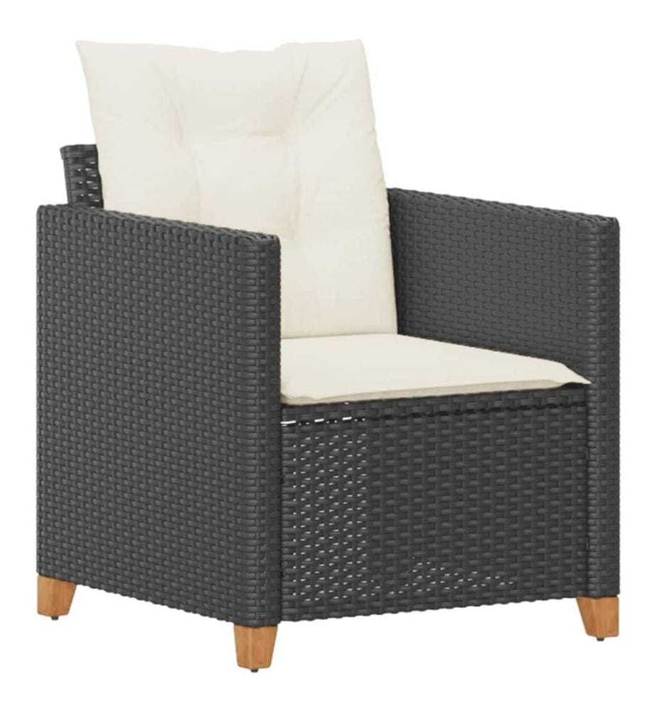 Chaise de jardin avec coussins noir résine tressée