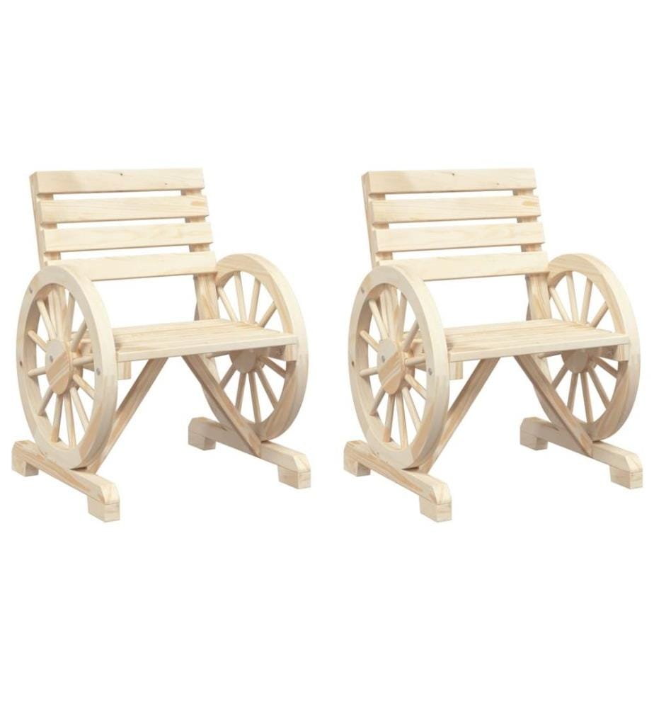 Chaises de jardin 2 pcs 58x58x78,5 cm bois de sapin massif