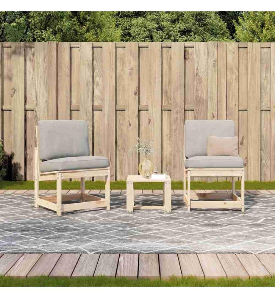 Salon de jardin 3 pcs bois massif de pin