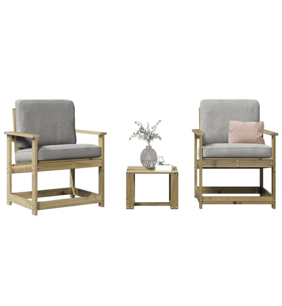 Salon de jardin 3 pcs bois de pin imprégné