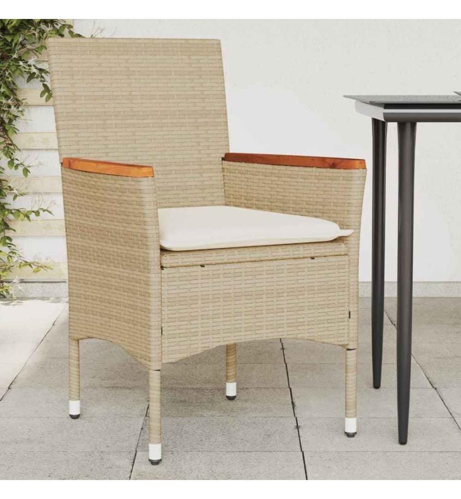 Gartenstühle mit Kissen 2 Stk. Beige Poly Rattan