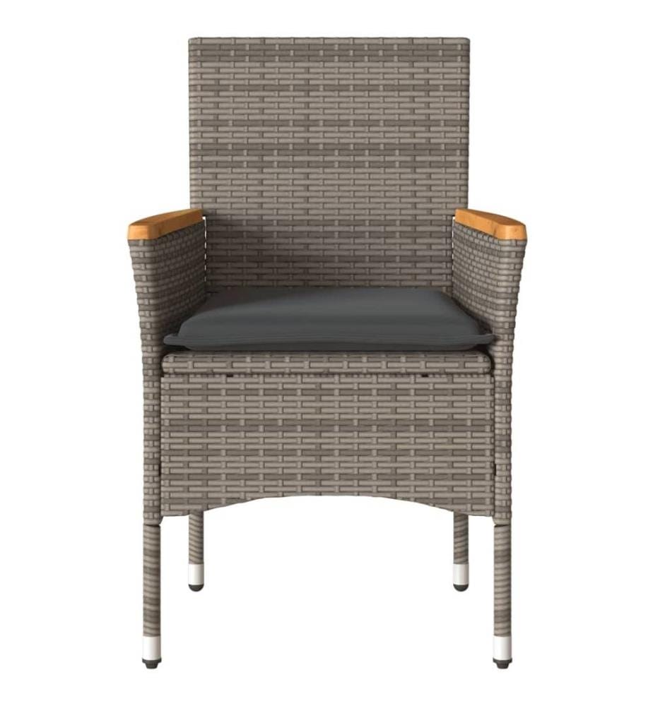 Gartenstühle mit Kissen 2 Stk. Grau Poly Rattan