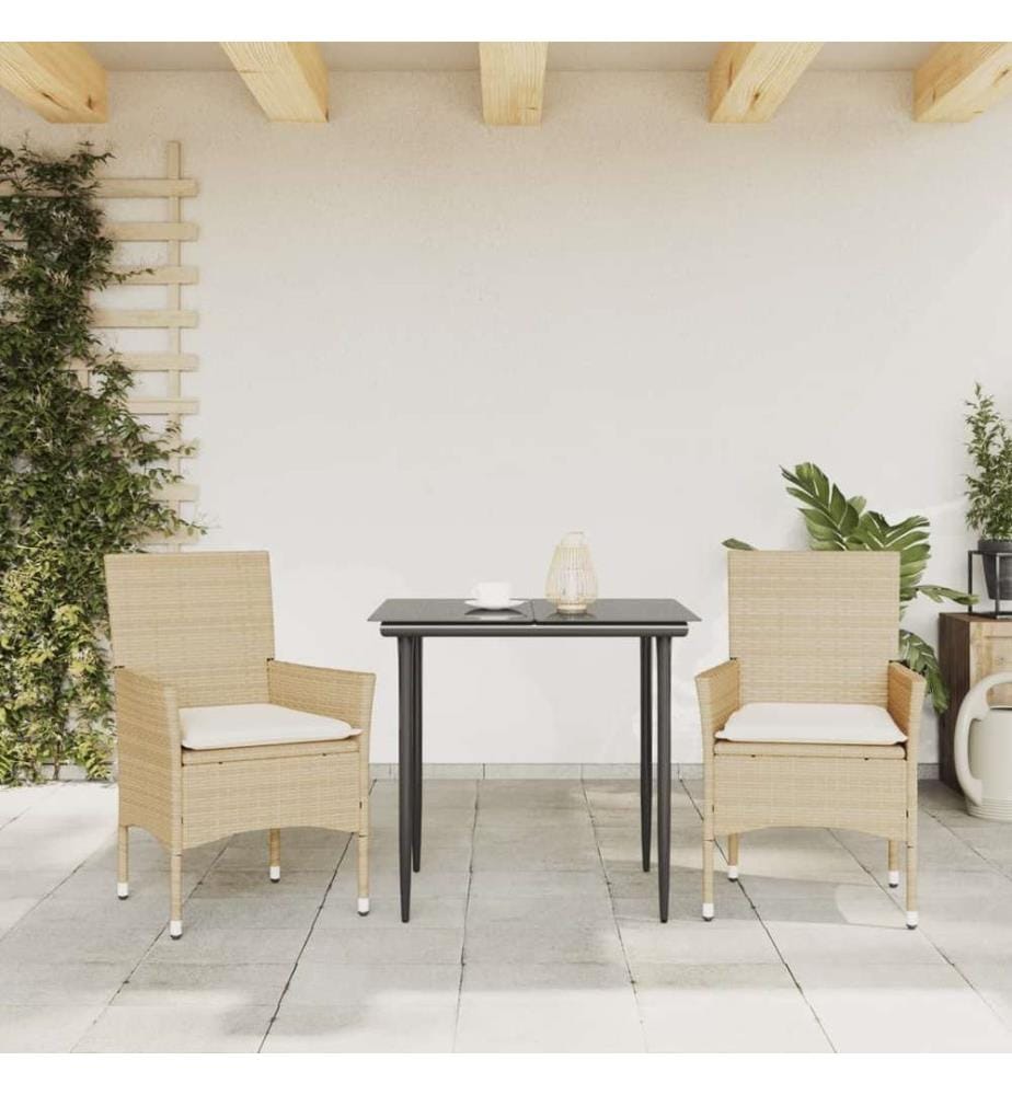 Gartenstühle mit Kissen 2 Stk. Beige Poly Rattan