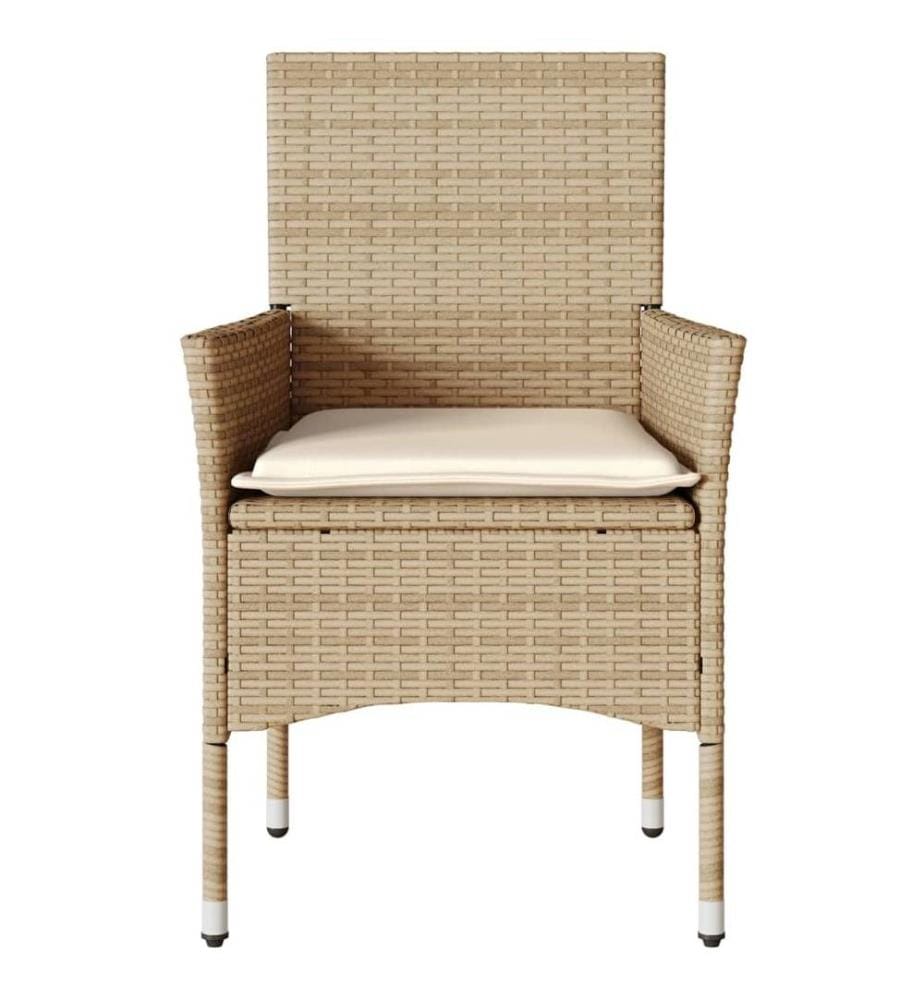 Gartenstühle mit Kissen 2 Stk. Beige Poly Rattan