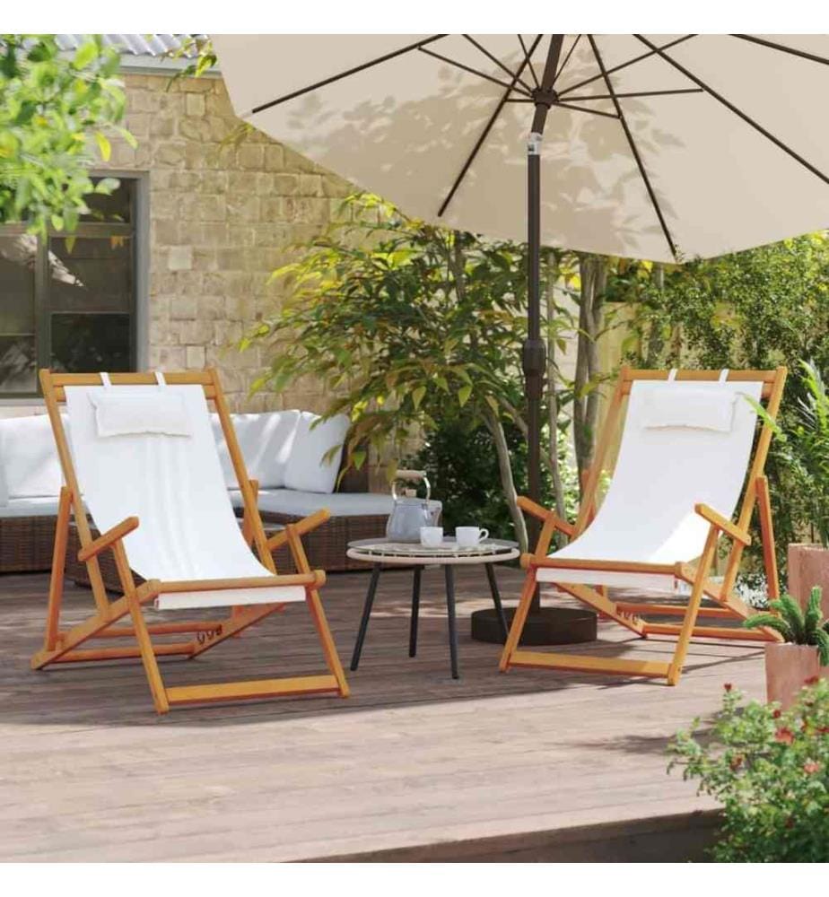 Klappbare Strandstühle 2 Stk. Creme Stoff