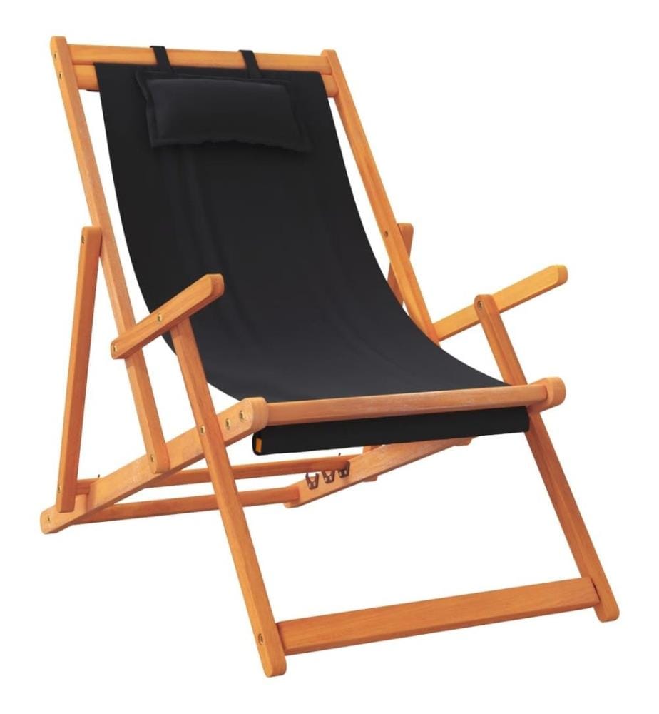 Klappbare Strandstühle 2 Stk. Schwarz Stoff