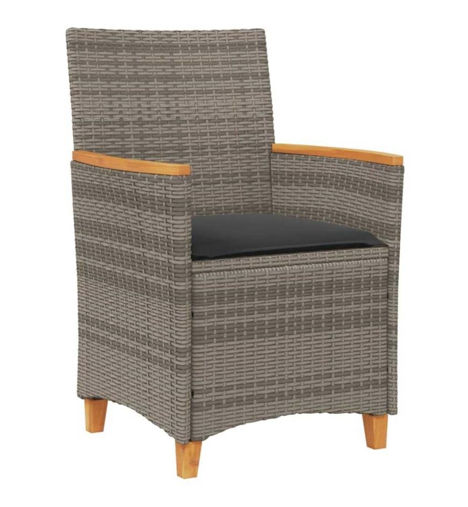 Chaises de jardin coussins lot de 2 gris résine tressée et bois