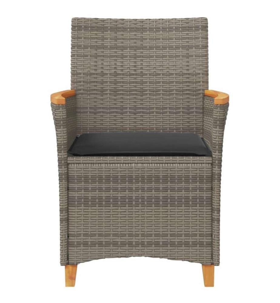 Chaises de jardin coussins lot de 2 gris résine tressée et bois