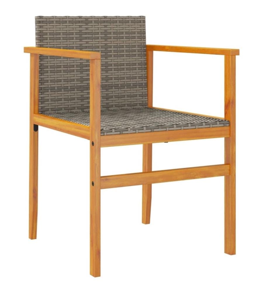 Gartenstühle 2 Stk. Grau Poly Rattan und Massivholz