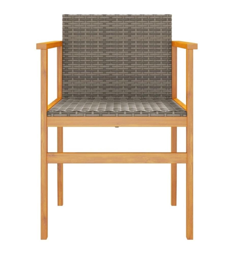 Gartenstühle 2 Stk. Grau Poly Rattan und Massivholz