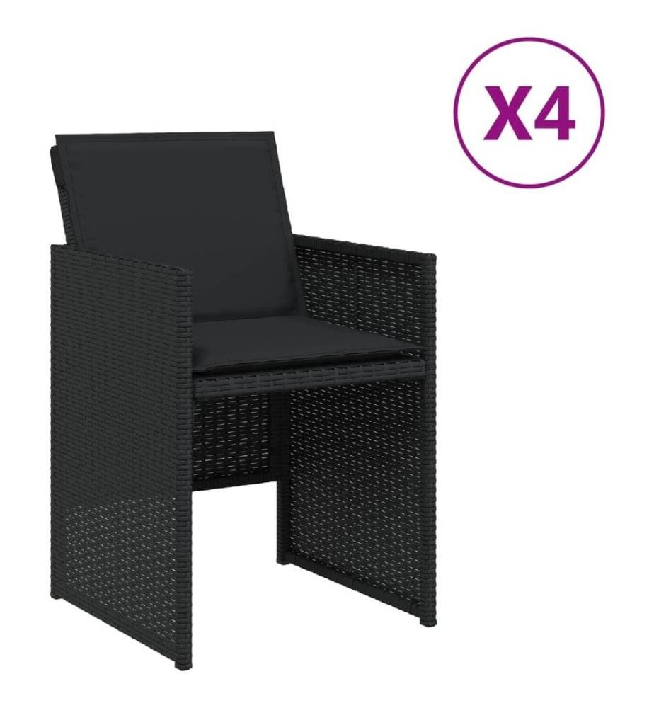 Gartenstühle mit Kissen 4 Stk. Schwarz Poly Rattan