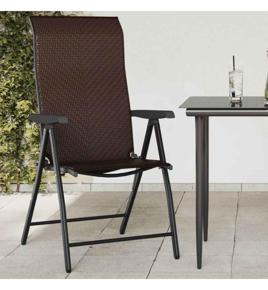 Chaises pliables de jardin 2 pcs marron résine tressée