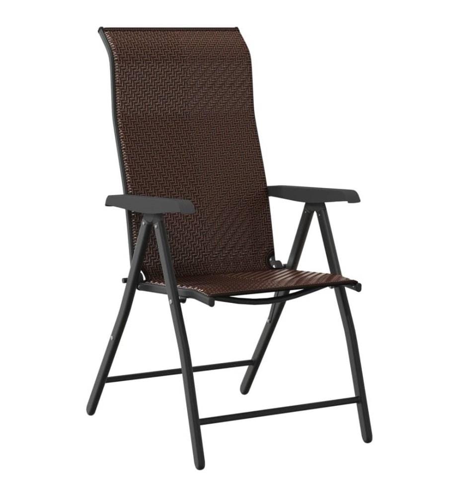Chaises pliables de jardin 2 pcs marron résine tressée