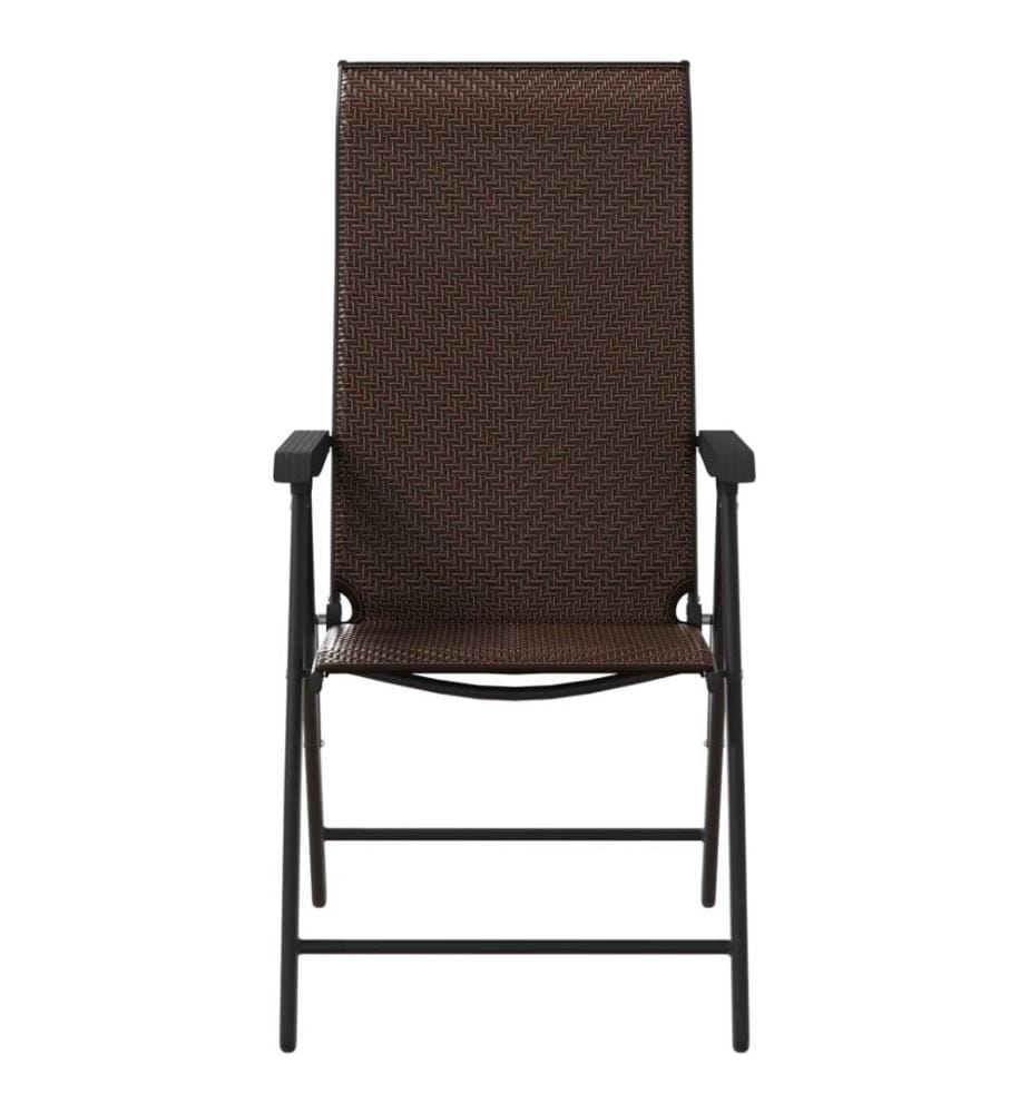 Chaises pliables de jardin 2 pcs marron résine tressée