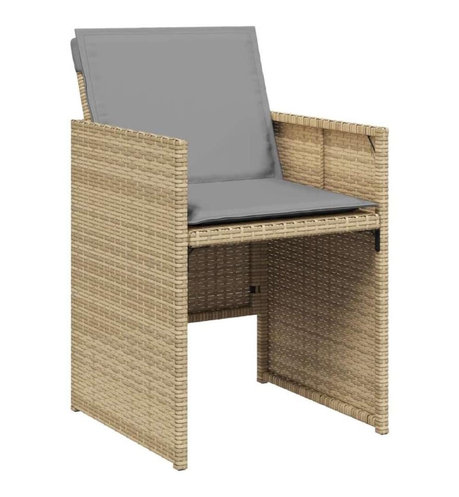 Gartenstühle mit Kissen 4 Stk. Beigemischung Poly Rattan