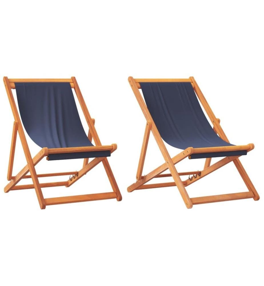 Strandstühle 2 Stk. Klappbar Blau Stoff