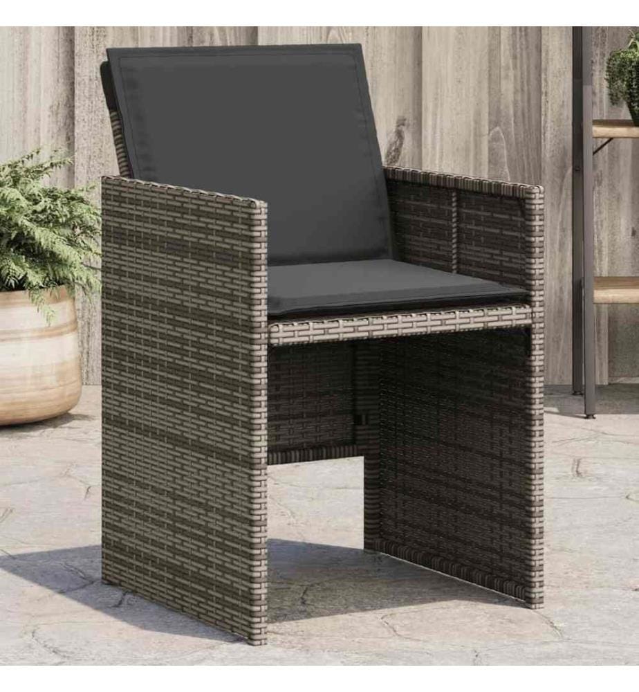 Gartenstühle mit Kissen 4 Stk. Grau Poly Rattan