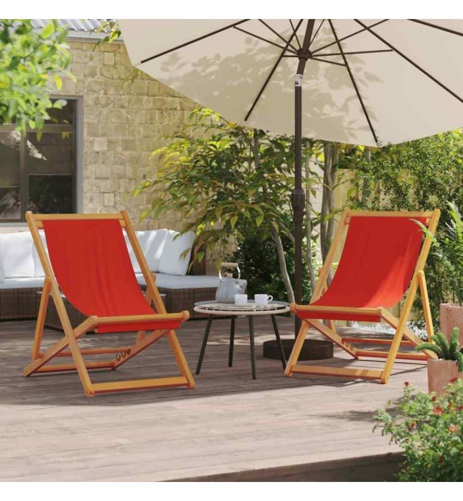Strandstühle 2 Stk. Klappbar Rot Stoff