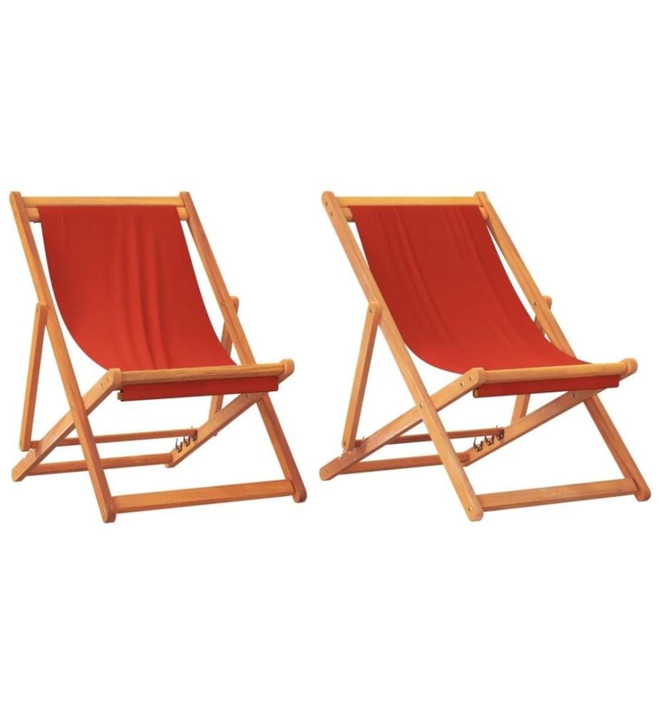 Strandstühle 2 Stk. Klappbar Rot Stoff