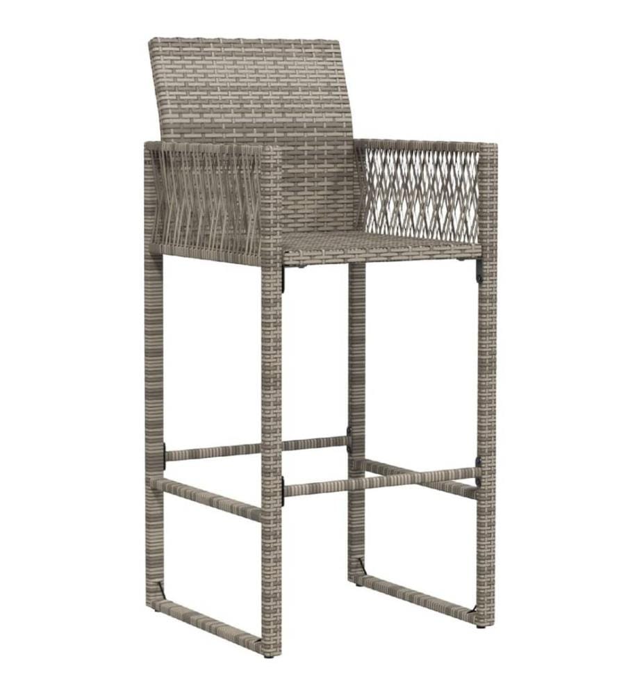 Garten-Barhocker 2 Stk. Grau Poly Rattan