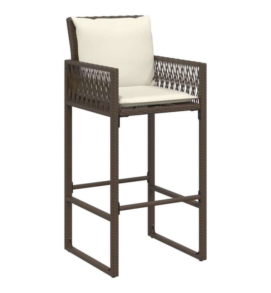 Garten-Barhocker mit Kissen 2 Stk. Braun Poly Rattan