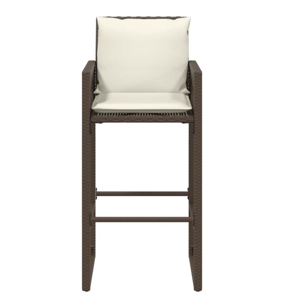 Garten-Barhocker mit Kissen 2 Stk. Braun Poly Rattan
