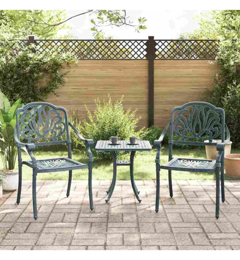 Chaises de jardin lot de 2 vert aluminium coulé