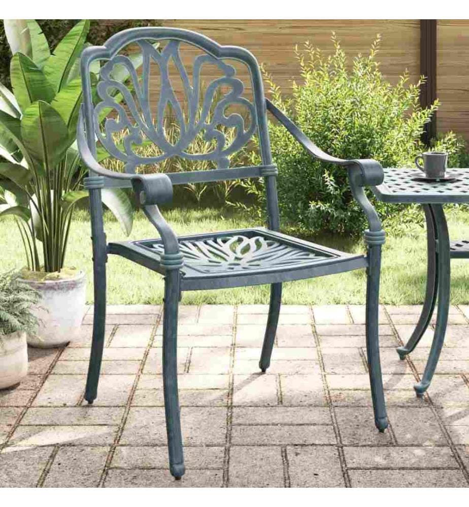 Chaises de jardin lot de 2 vert aluminium coulé