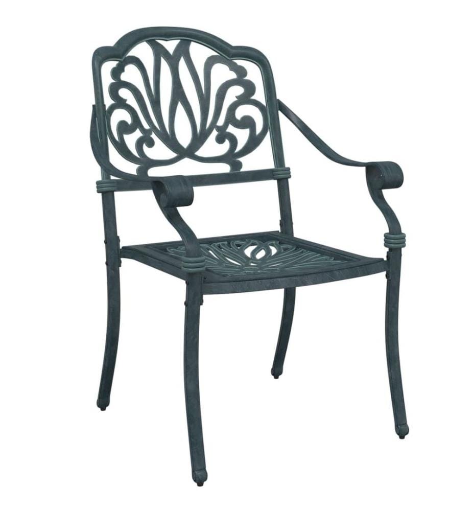 Chaises de jardin lot de 2 vert aluminium coulé