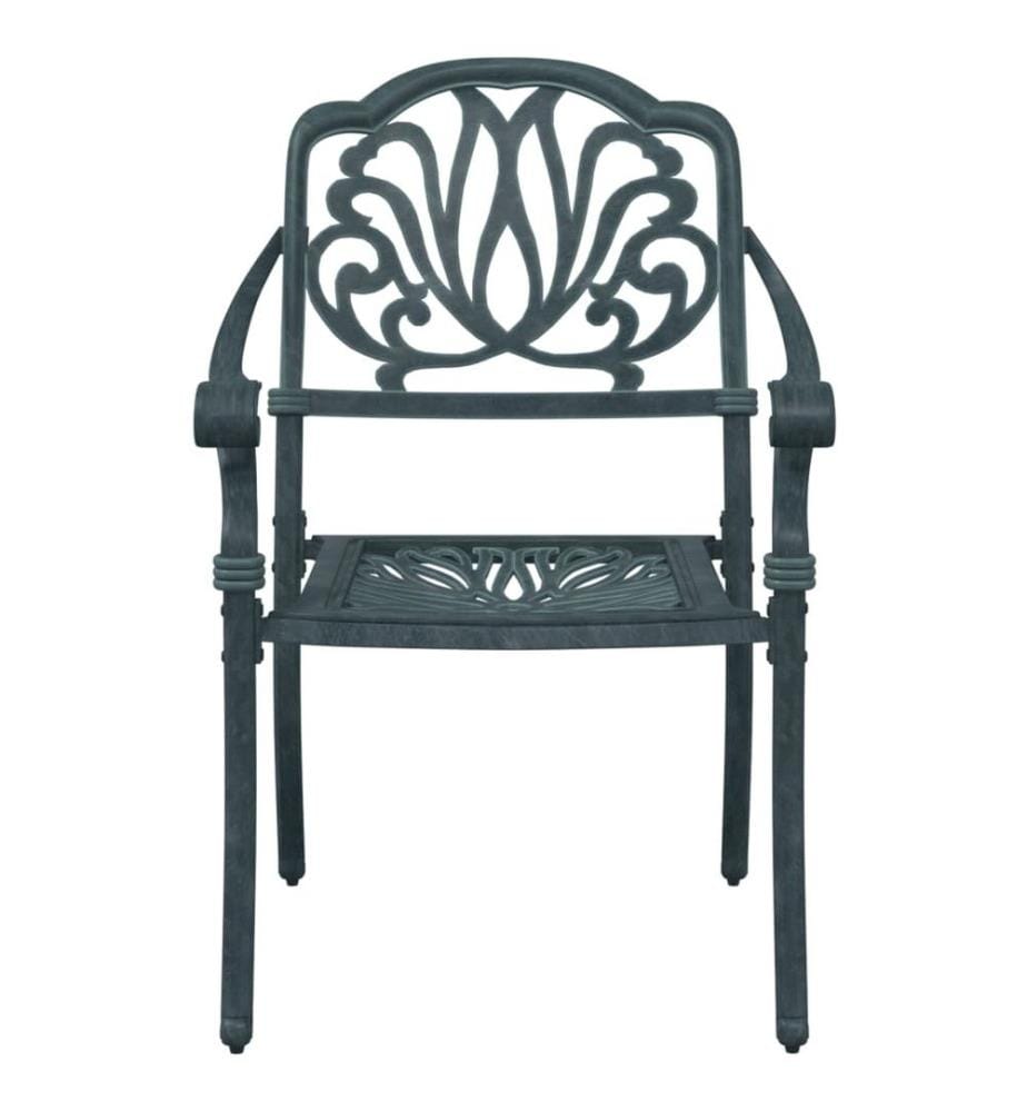 Chaises de jardin lot de 2 vert aluminium coulé