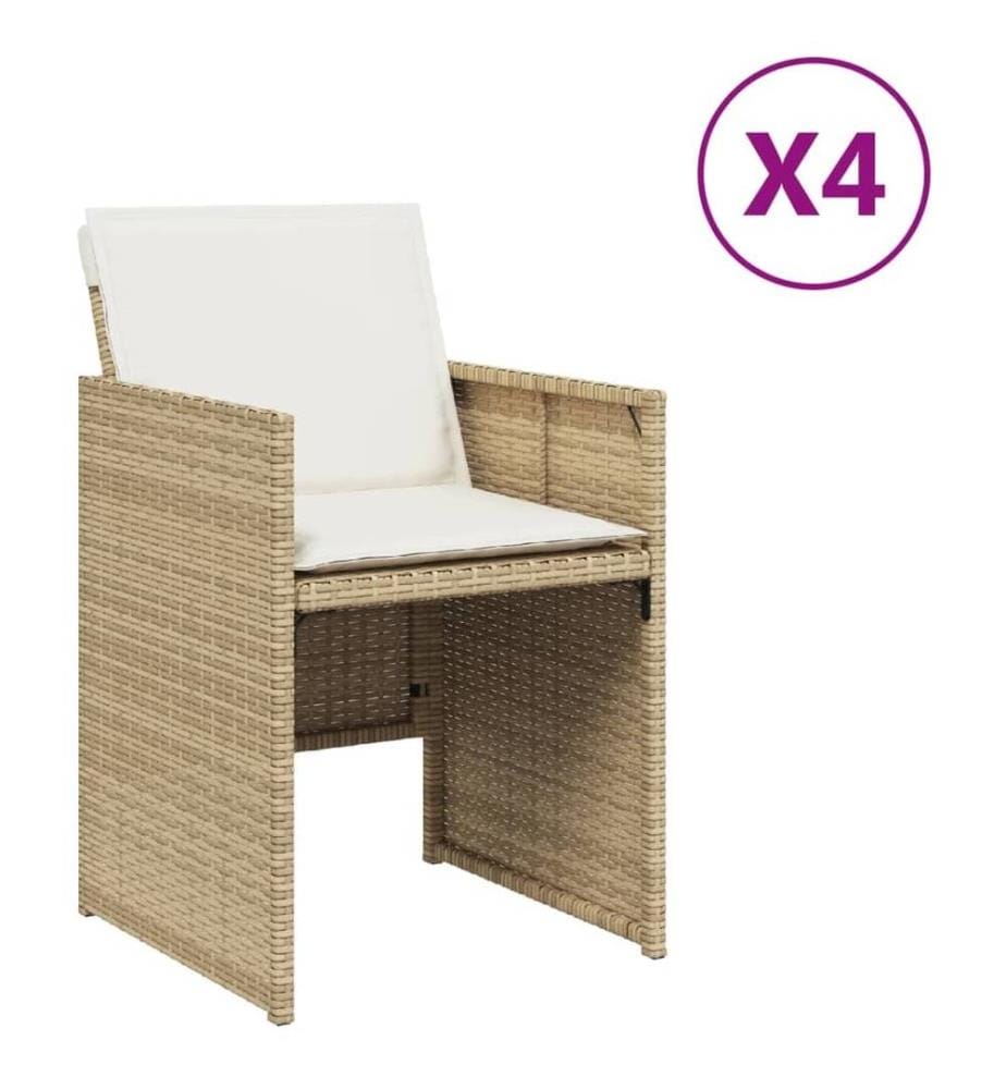 Gartenstühle mit Kissen 4 Stk. Beige Poly Rattan