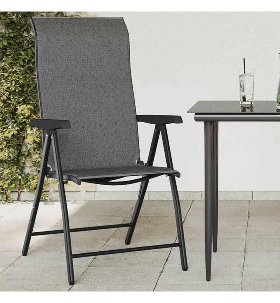 Gartenstühle 2 Stk. Klappbar Grau Poly Rattan