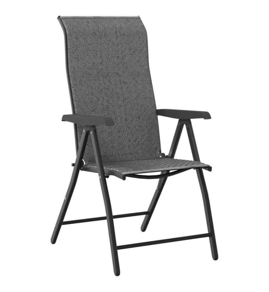Gartenstühle 2 Stk. Klappbar Grau Poly Rattan