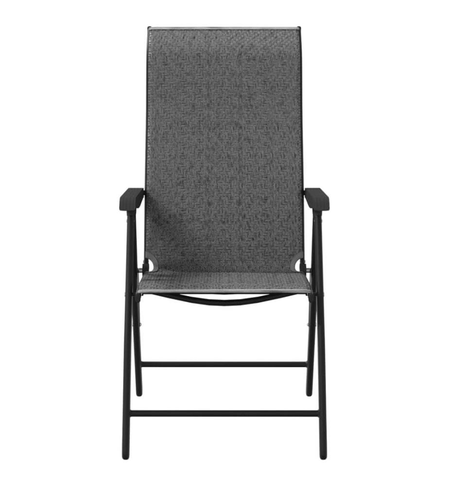 Gartenstühle 2 Stk. Klappbar Grau Poly Rattan