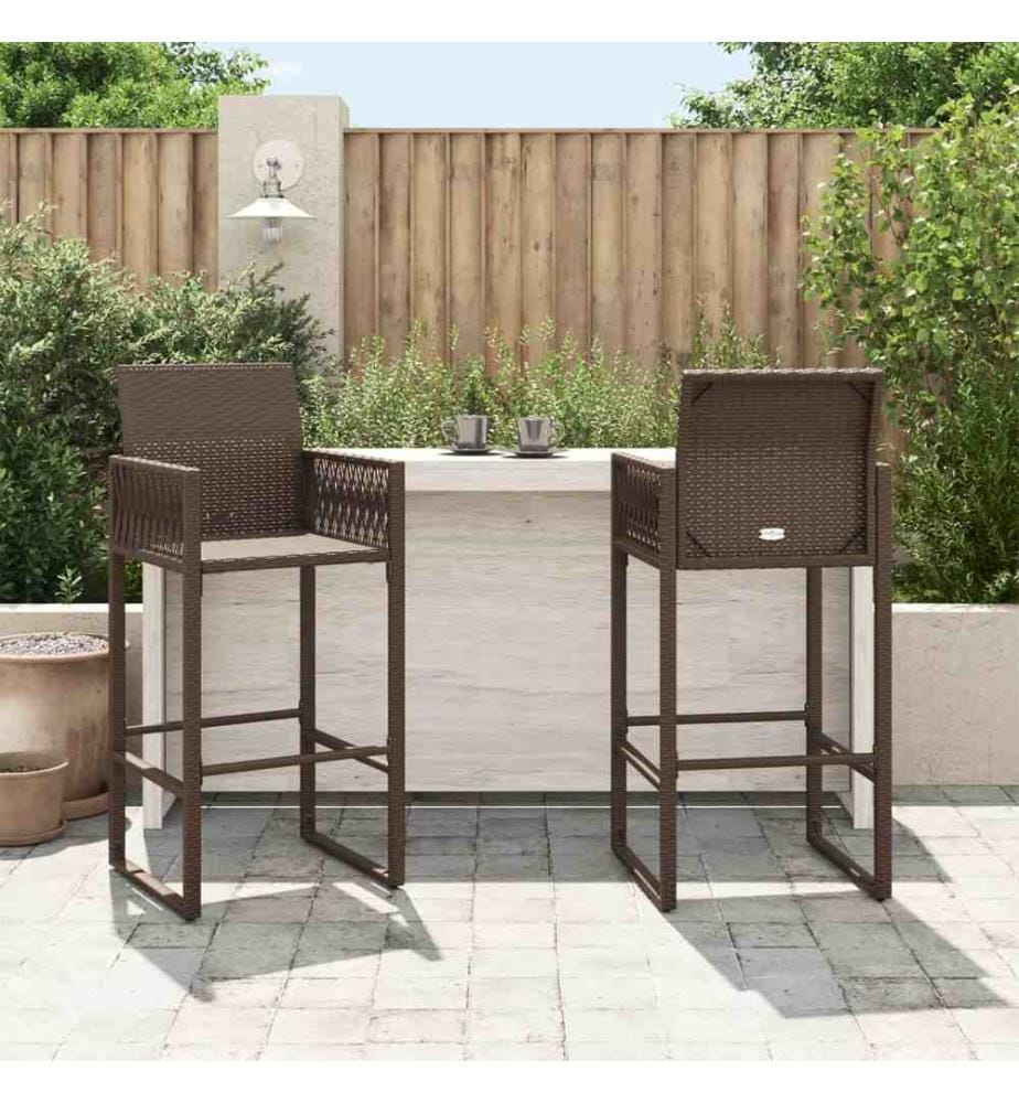 Garten-Barhocker 2 Stk. Braun Poly Rattan