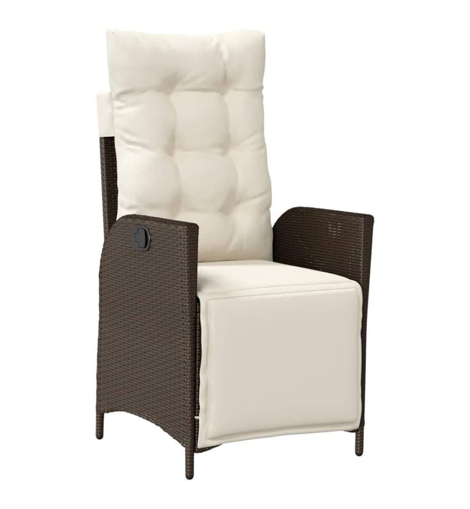 Gartensessel mit Fussteil 2 Stk. Verstellbar Braun Poly Rattan