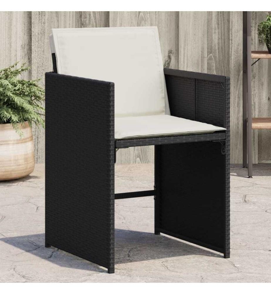 Gartenstühle mit Kissen 4 Stk. Schwarz Poly Rattan