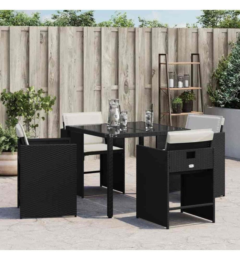 Gartenstühle mit Kissen 4 Stk. Schwarz Poly Rattan